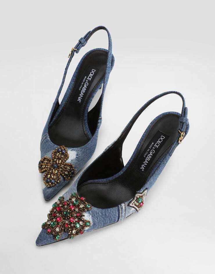 Dolce & Gabbana 60mm Embellished Denim Pumps In Blue