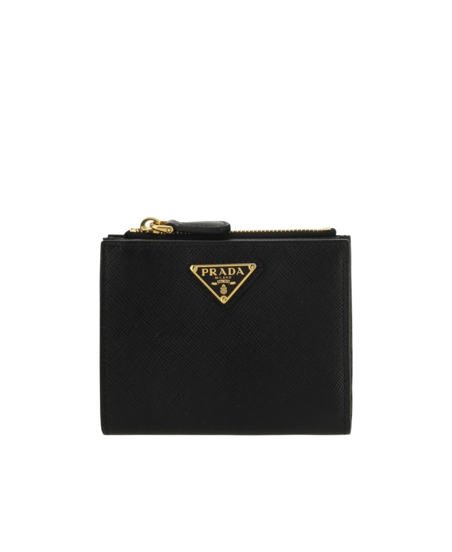 Prada Triangle-logo Saffiano Leather Wallet In Black