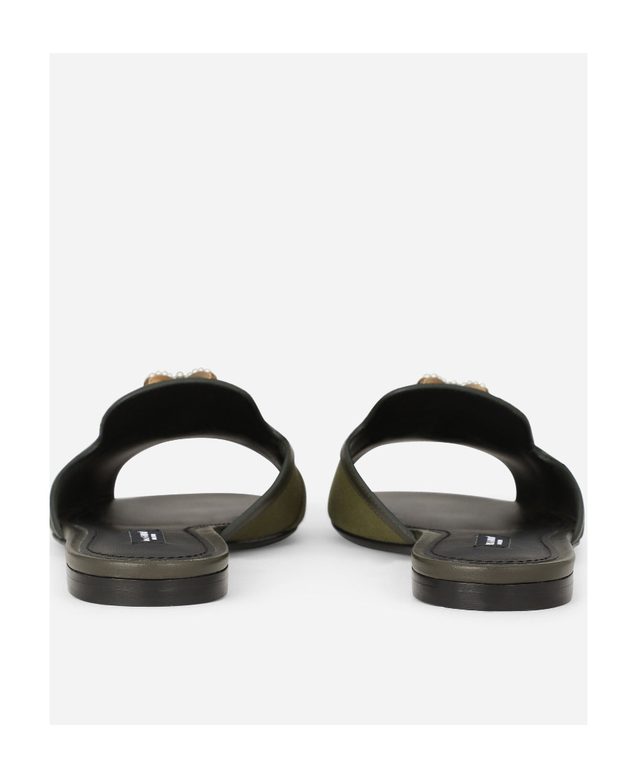 Dolce & Gabbana Women's Bianca Camouflage Gabardine Slides In Black