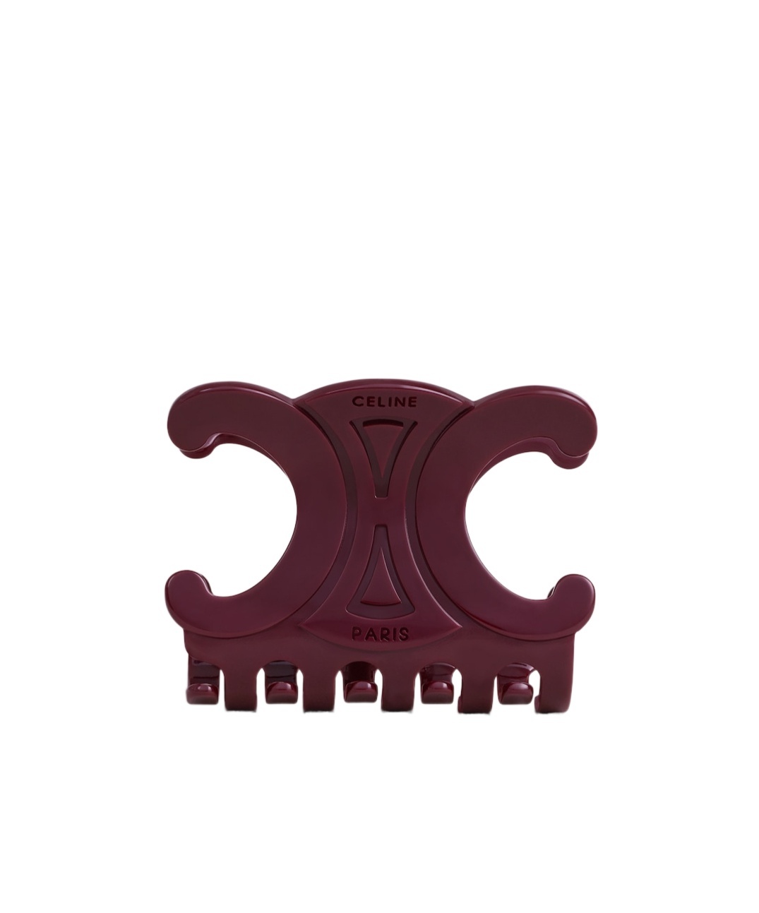 Celine Large Hair Claw In Acetate In Burgundy
