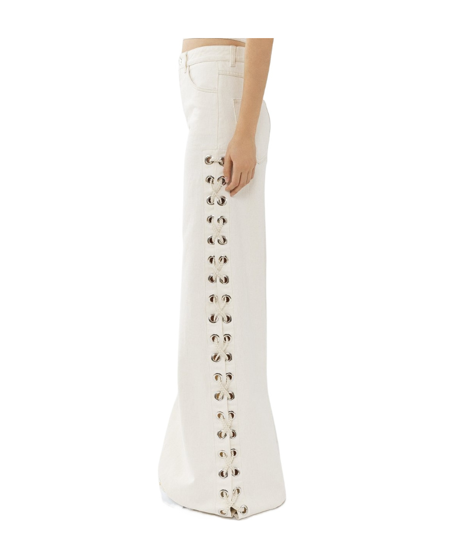 Chloé Logo Wide-legged Jeans In White