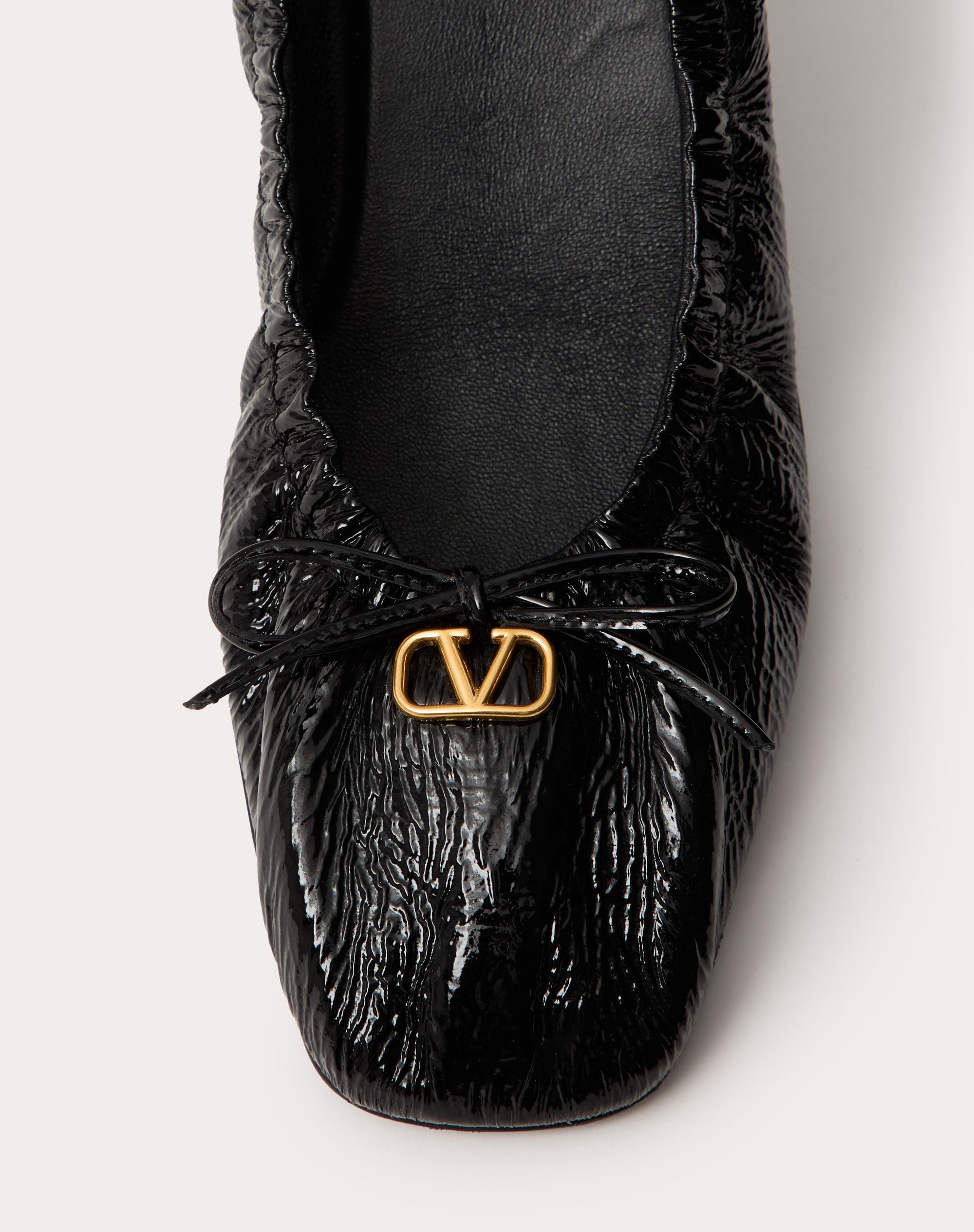 Valentino Vlogo Signature Ruched Slip-on Ballerina In Black