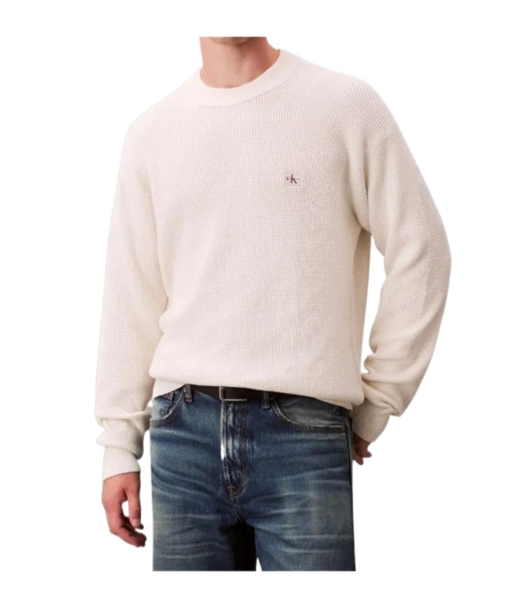Calvin Klein Jeans Est.1978 Calvin Klein Jeans Waffle Knit Jumper In Neutral