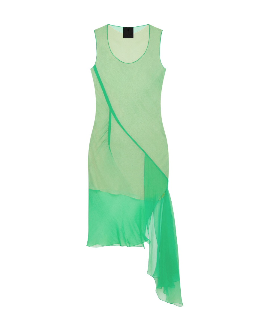 Givenchy Asymmetrical Sleeveless Dress In Green