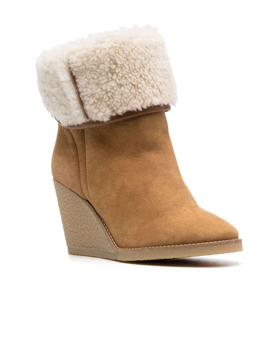 ISABEL MARANT TOTAM SHEARLING TRIM WEDGE BOOT