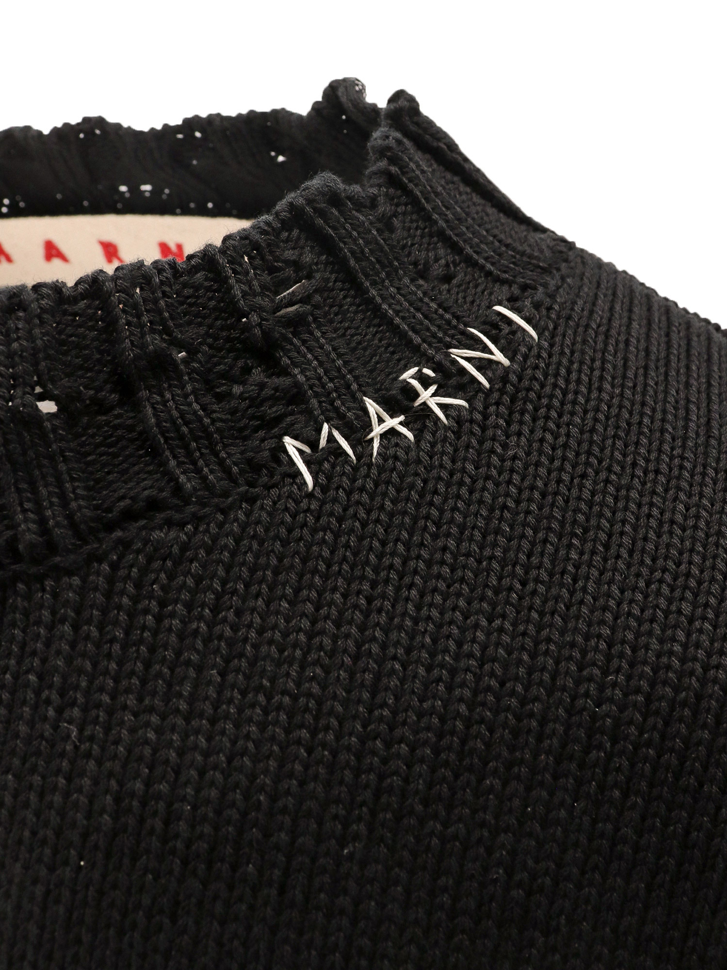 Shop Marni Black Twisted Crewneck Sweater