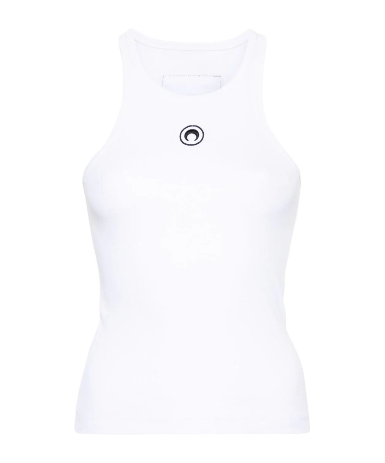 Marine Serre Moon Logo Ribbed Jersey Tabk Top Woman White In White