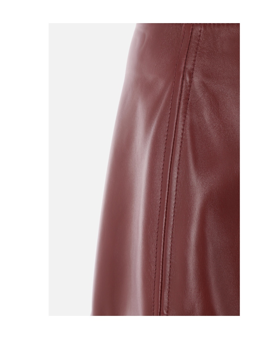 Bottega Veneta Gathered Leather Midi Skirt In Red