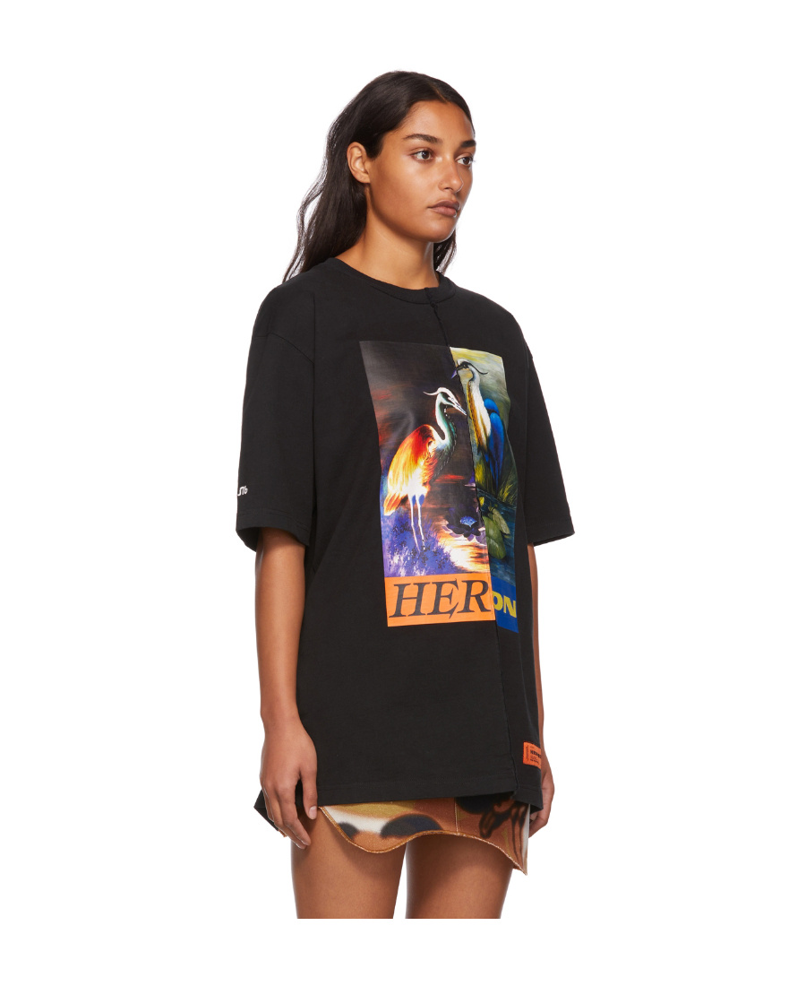 Shop Heron Preston Ss Tee Os Split Herons Black Orange