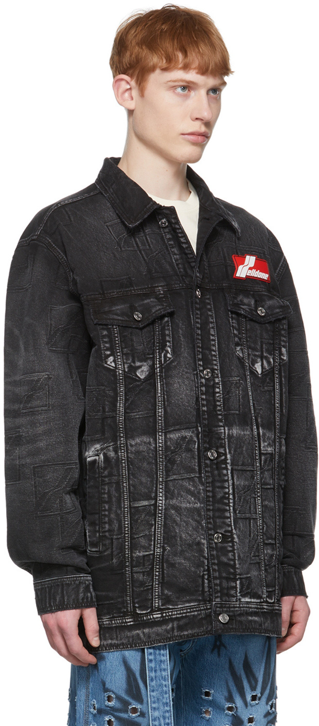We11 Done Logo-patch Denim Jacket In Black