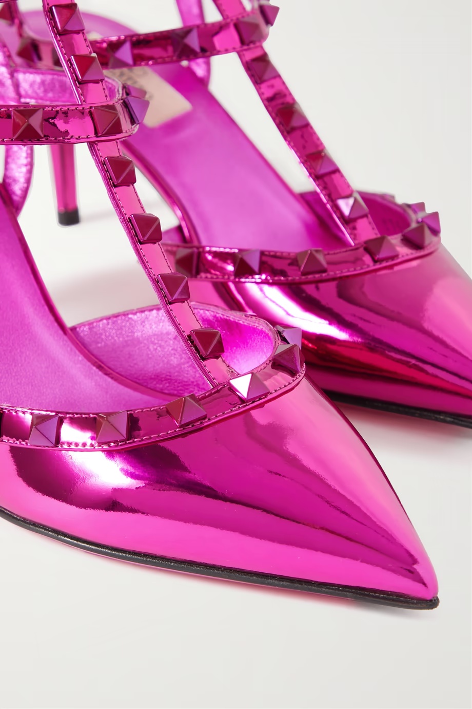 Valentino Rockstud Patent Leather Slingback Pumps In Pink