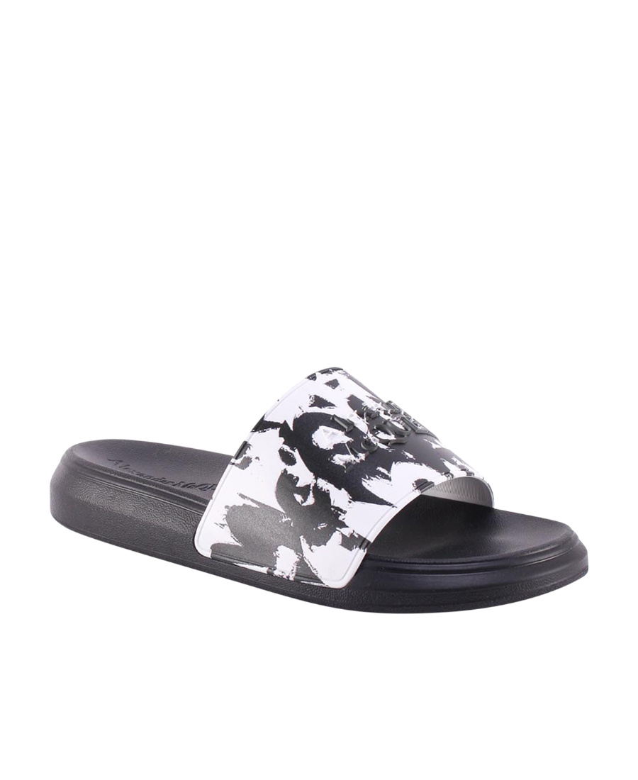 Alexander Mcqueen Logo-print Pool Sliders In Black