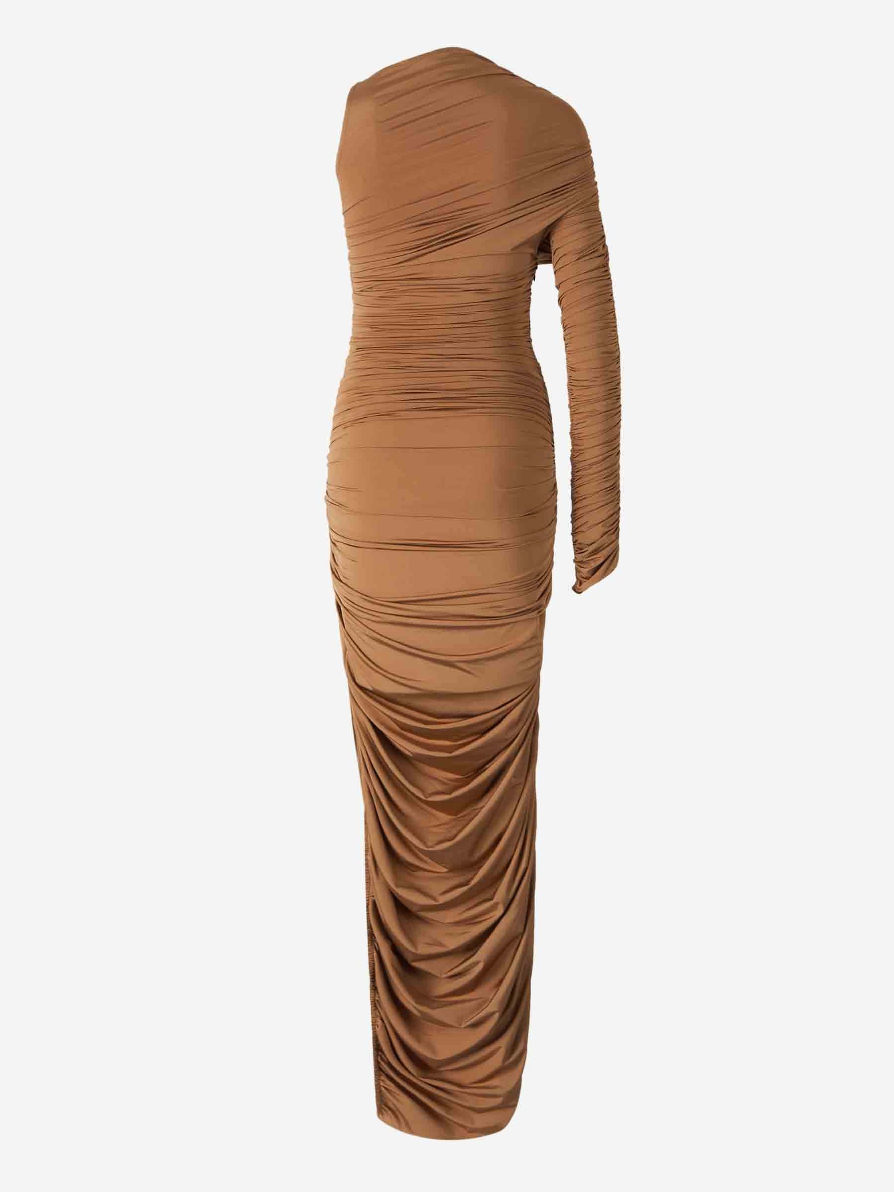 Mugler Asymmetric Ruched Maxi Dress