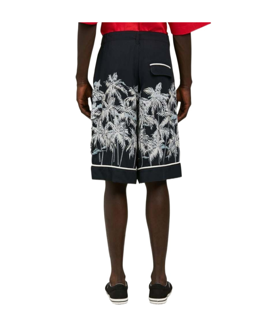 Palm Angels Palms-print Bermuda Shorts In Black