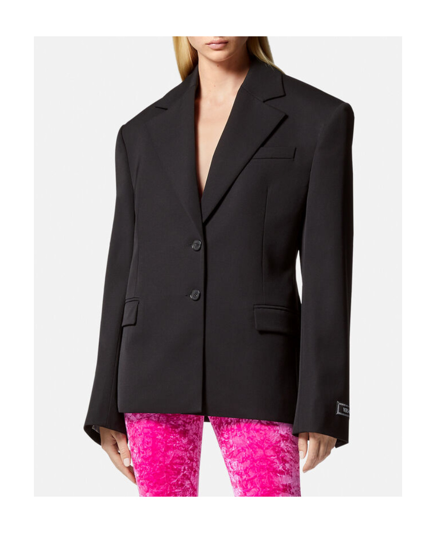 Versace Single-breasted Wool Blazer In Black