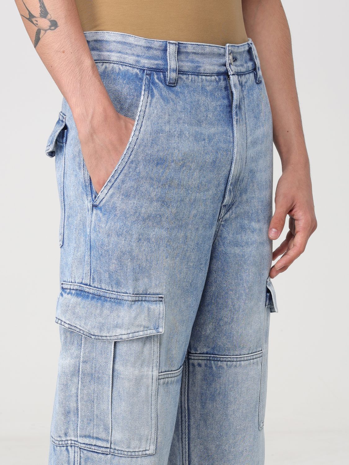 Isabel Marant Terence Denim Cargo Trousers In Gray