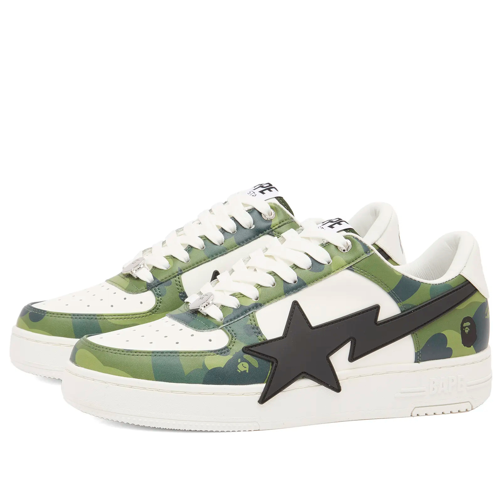 A Bathing Ape Round Toe Sneakers In Green