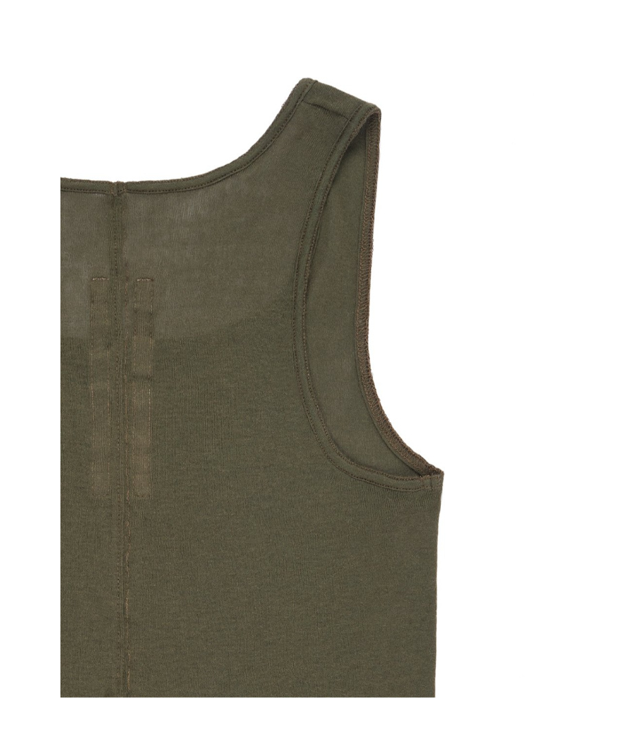 Rick Owens Plain Knitted Rib Vest In Green