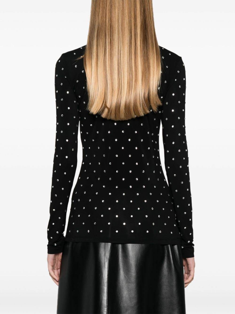 Rabanne Crystal-embellished Stretch-jersey Turtleneck Top In Black