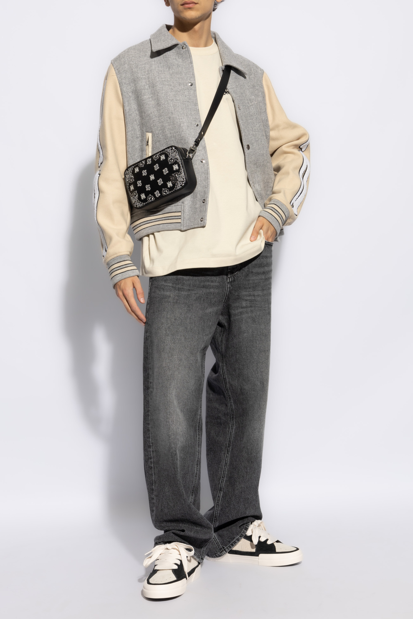 Amiri Contrasting-sleeve Bomber Jacket In Multicolor