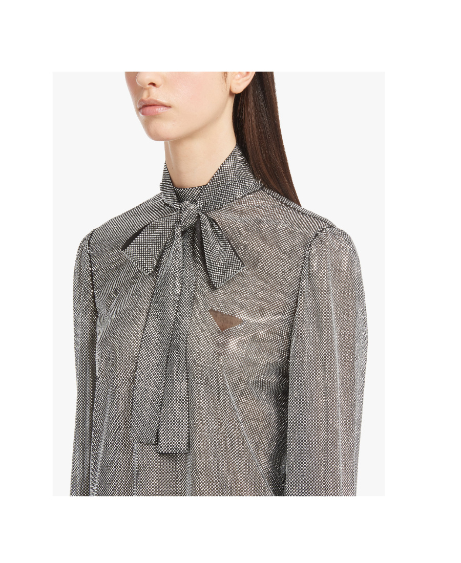 Prada Rhinestone-studded Pussy-bow Silk Blouse In White