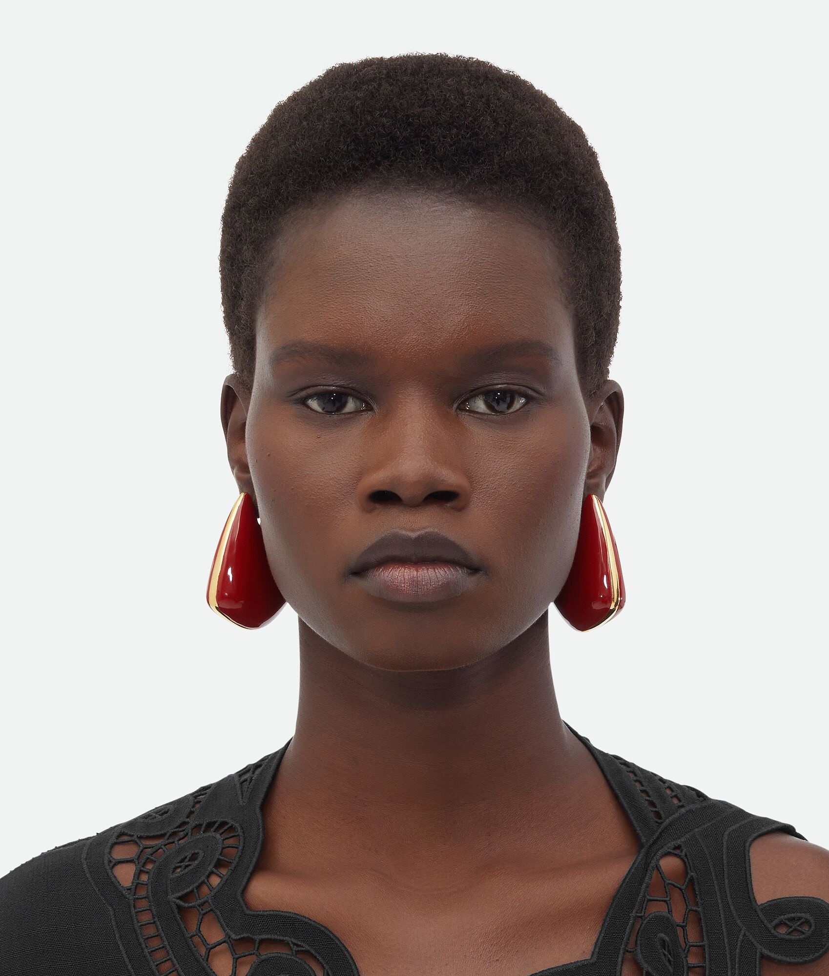Bottega Veneta Large Fin Gold Vermeil And Enamel Earrings In Red