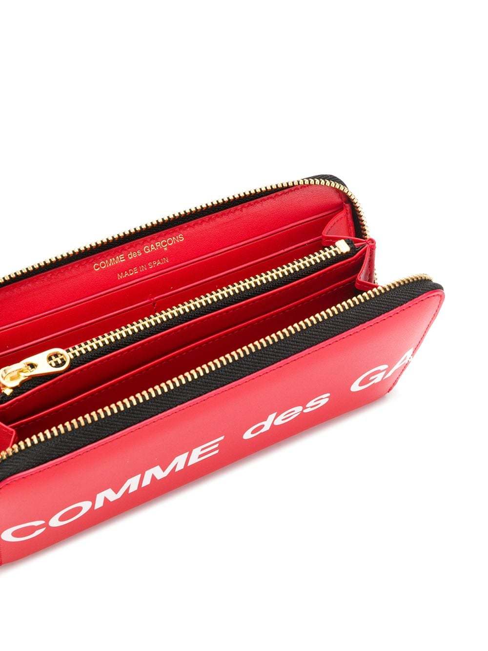 Comme Des Garçons Wallet Logo Printed Zipped Wallet In Red