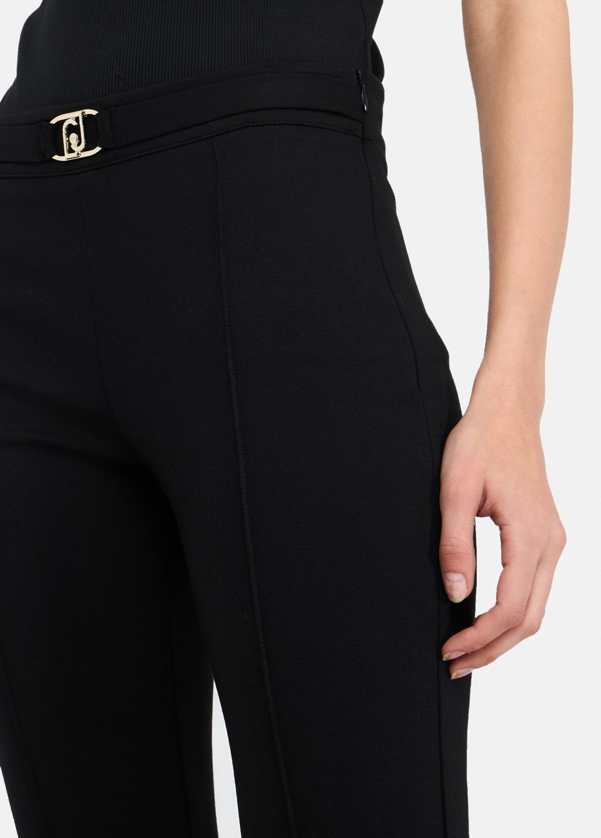Liu •jo High Waist Flared Casual Pants In Black