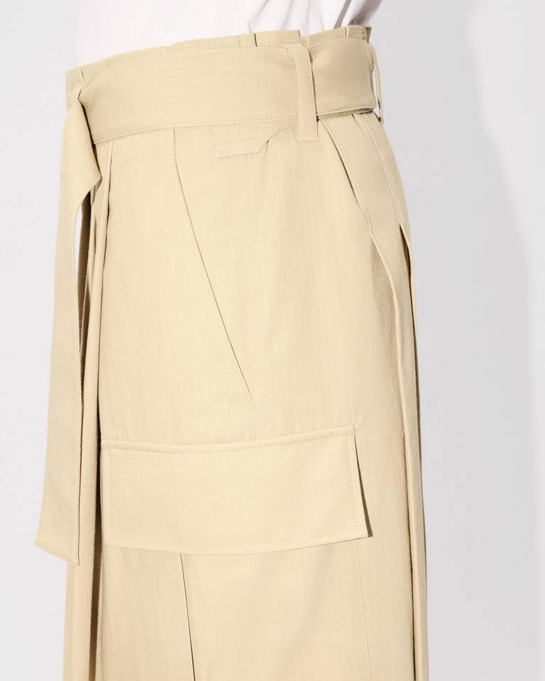 Kenzo Utility Skirt With Belted Waist And Cargo Pockets In Neutral