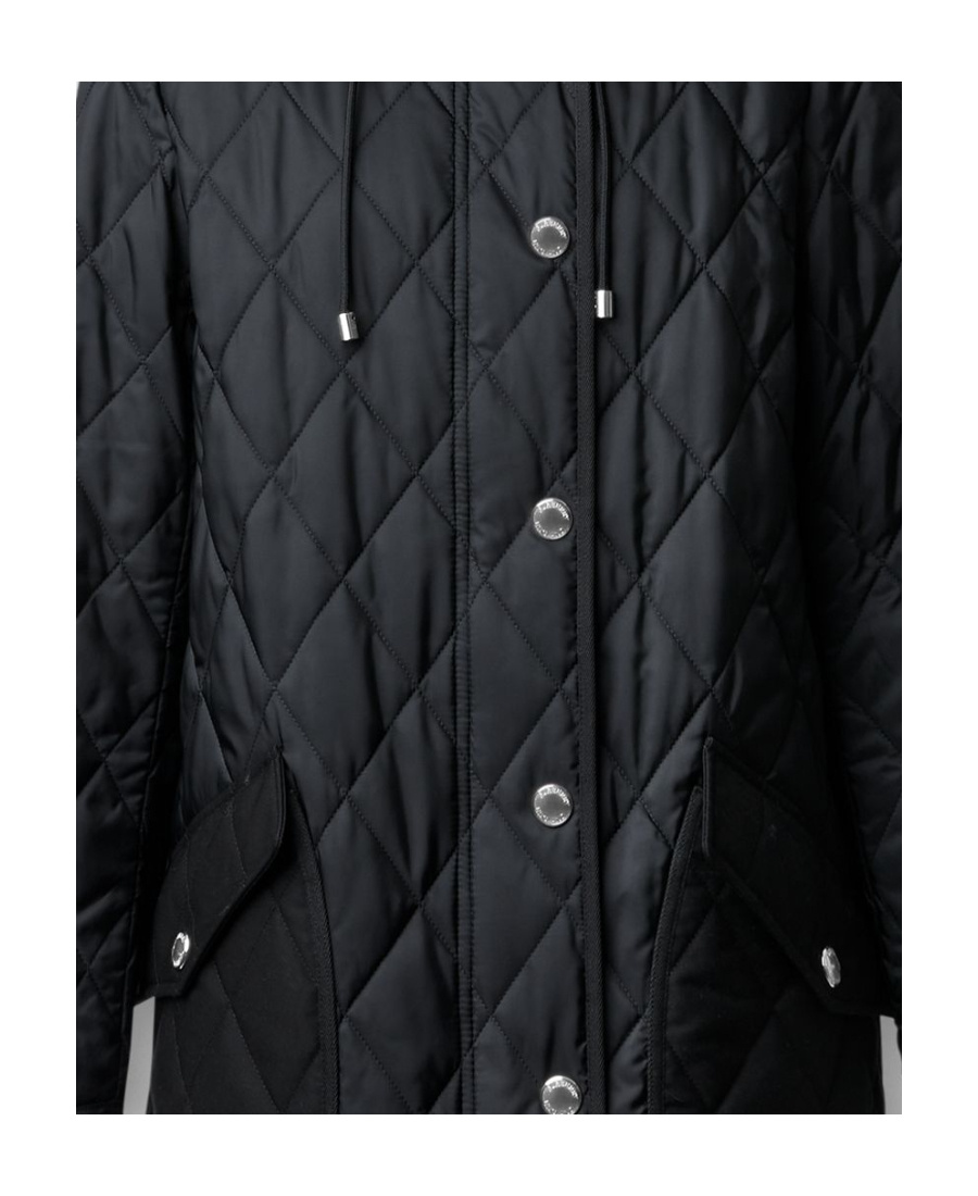 Burberry Roxby Diamond-quilted Mid-length Coat In Black