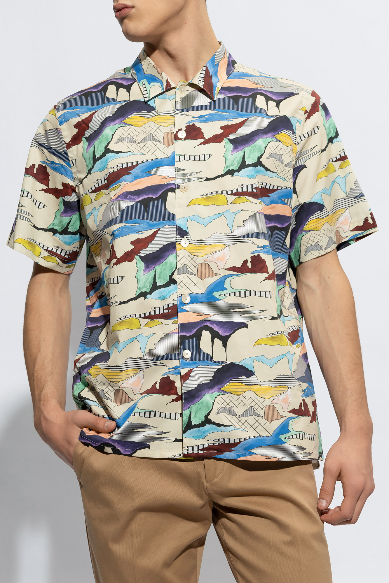 Shop Paul Smith Short-sleeve Organic-cotton Shirt In Multicolor