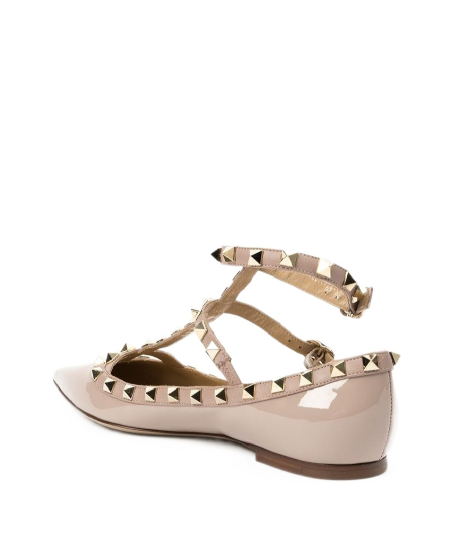 Valentino Rockstud Caged Patent Flat In Nude