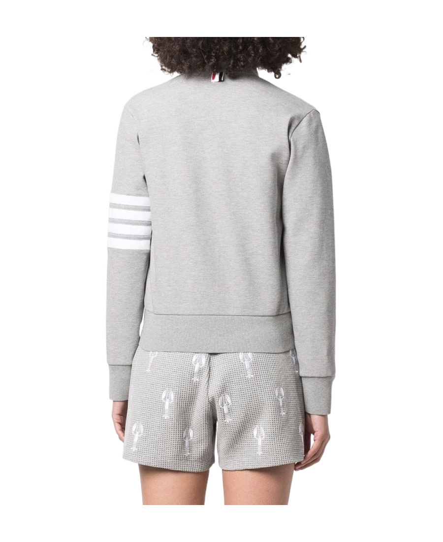 Thom Browne Four Bar Stripe Cotton Blend Knit V-neck Cardigan In Gray