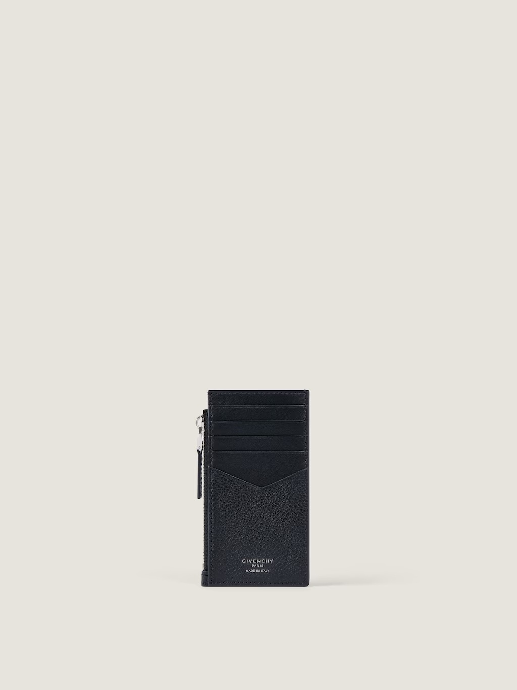Givenchy Zipped Card Holder In Grained Leather In Black