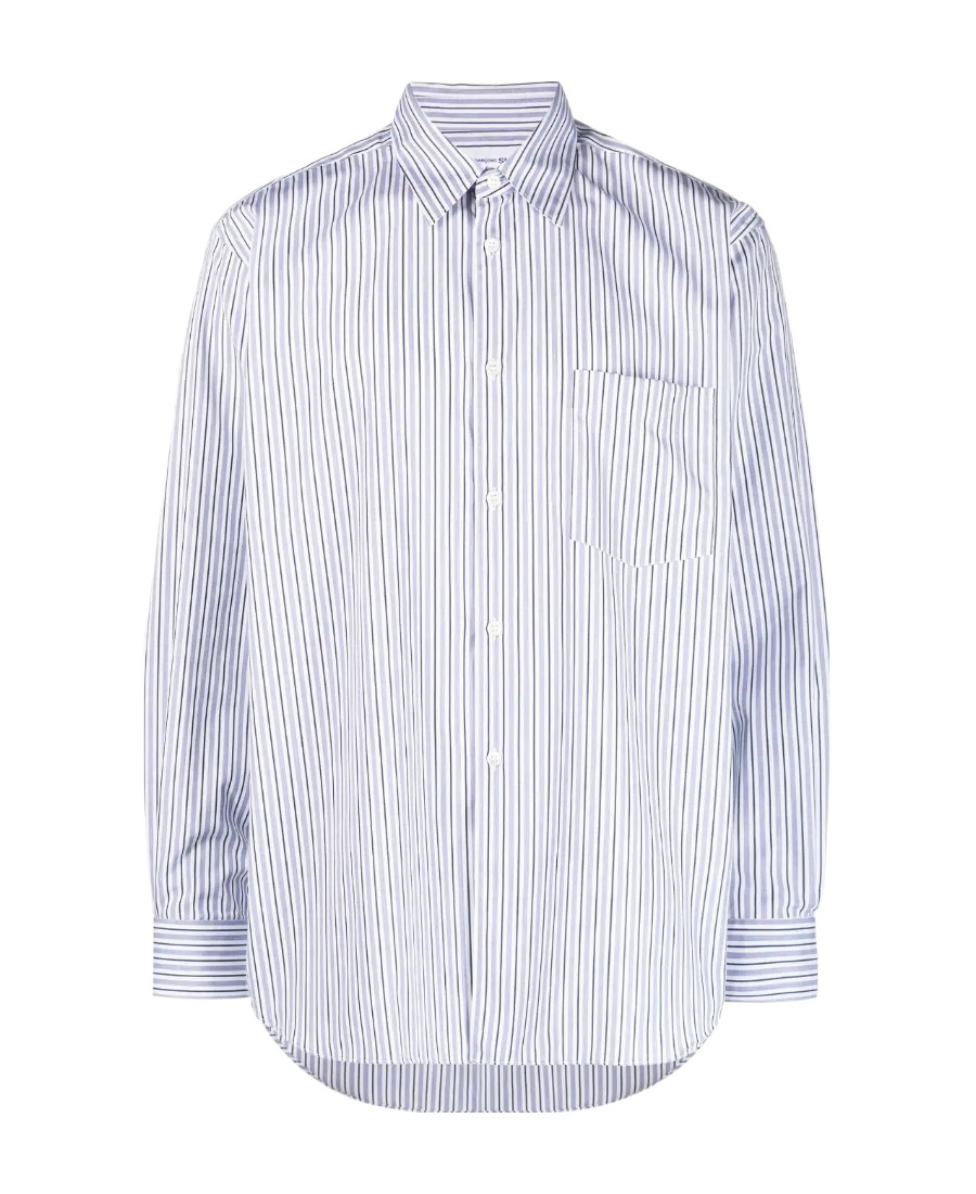 Comme Des Garçons Striped Poplin Shirt In Multi