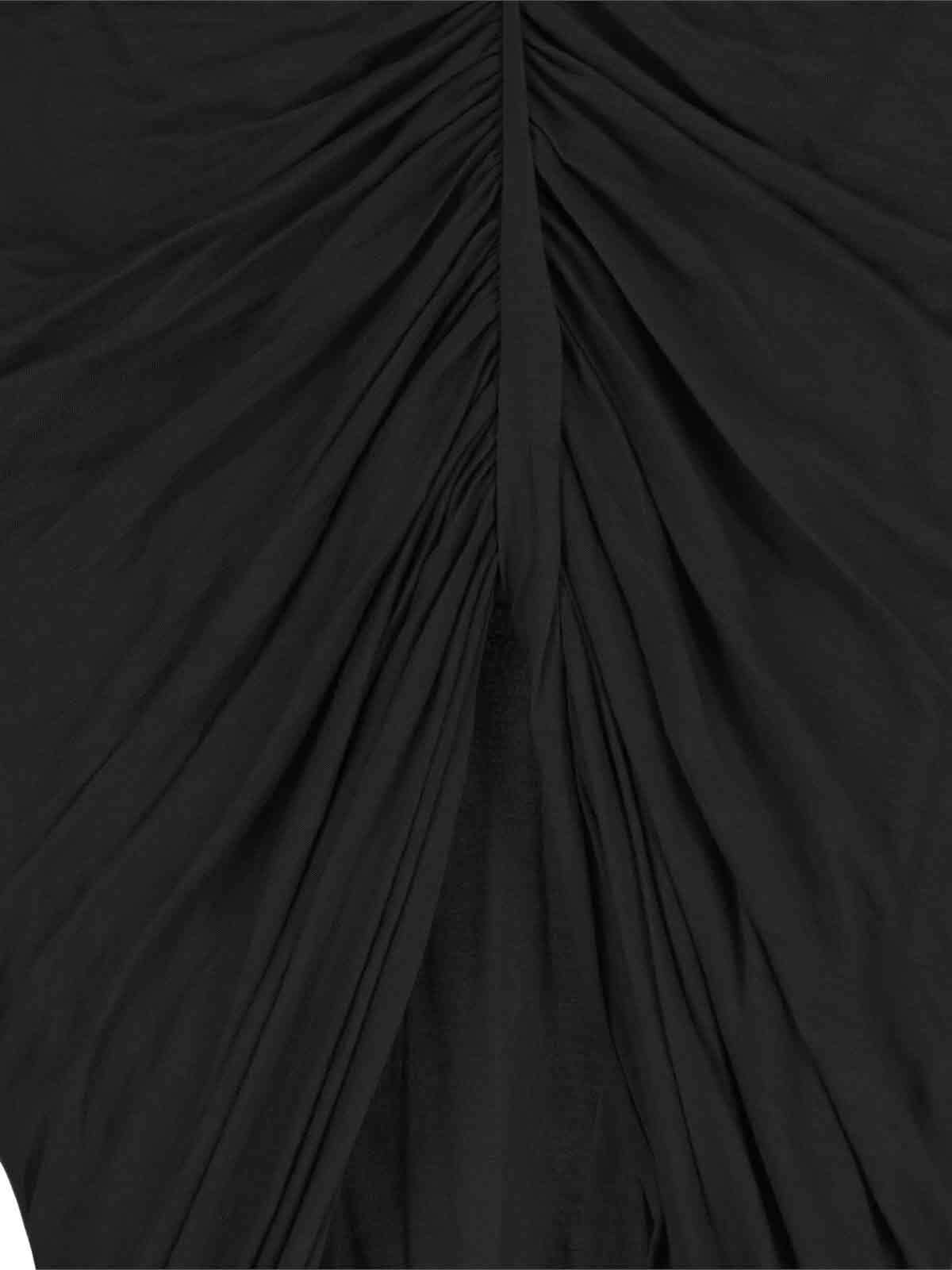Rick Owens Slit Detail Ruched Maxi Skirt In Black