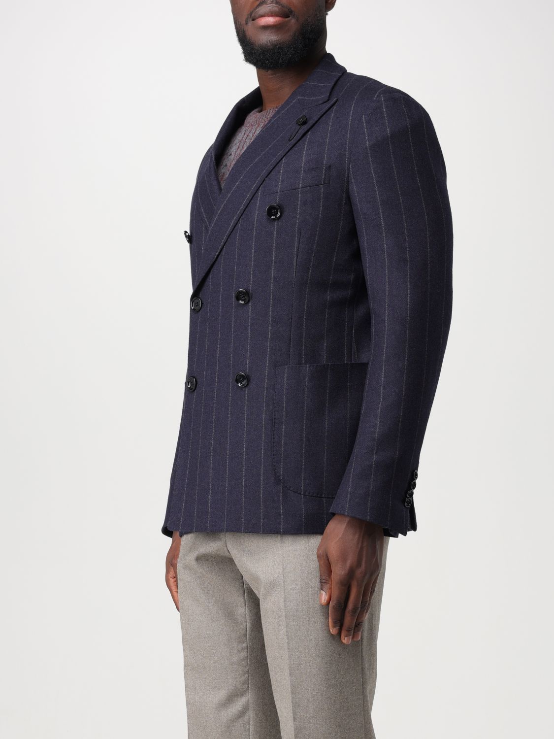 LARDINI PINSTRIPED DOUBLE-BREASTED BLAZER