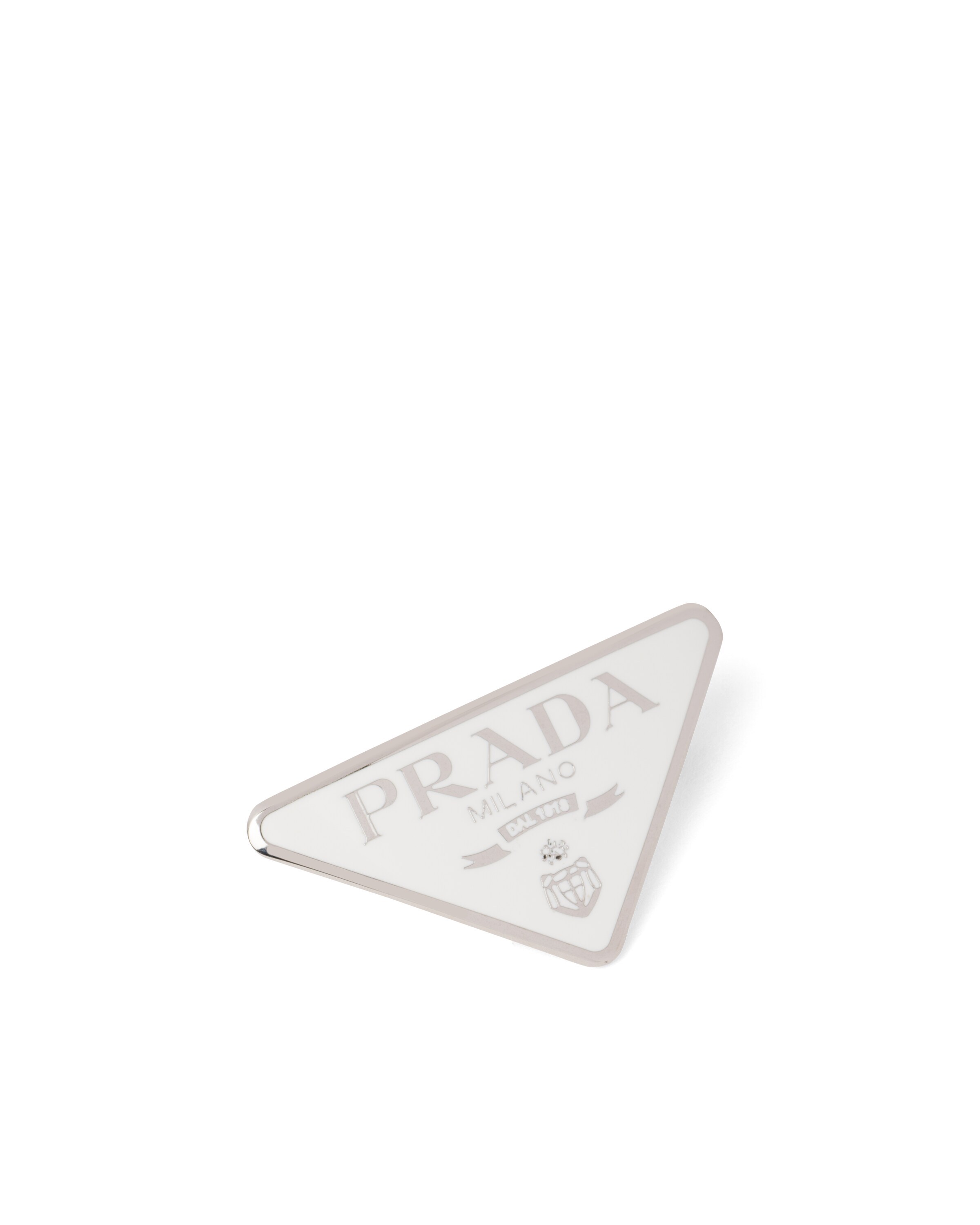Prada Triangle Logo Hairclip In White