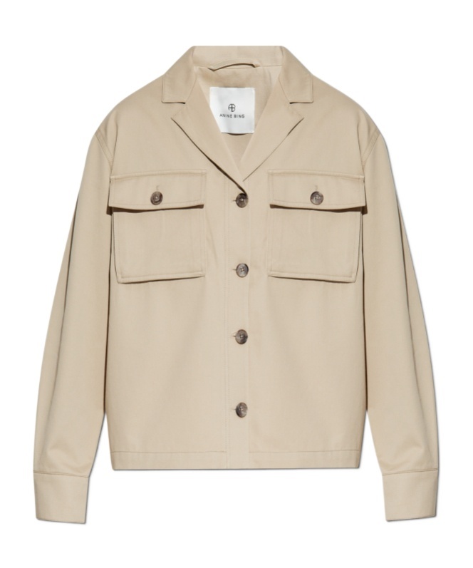 Shop Anine Bing Cotton Shirt Jacket In Nude
