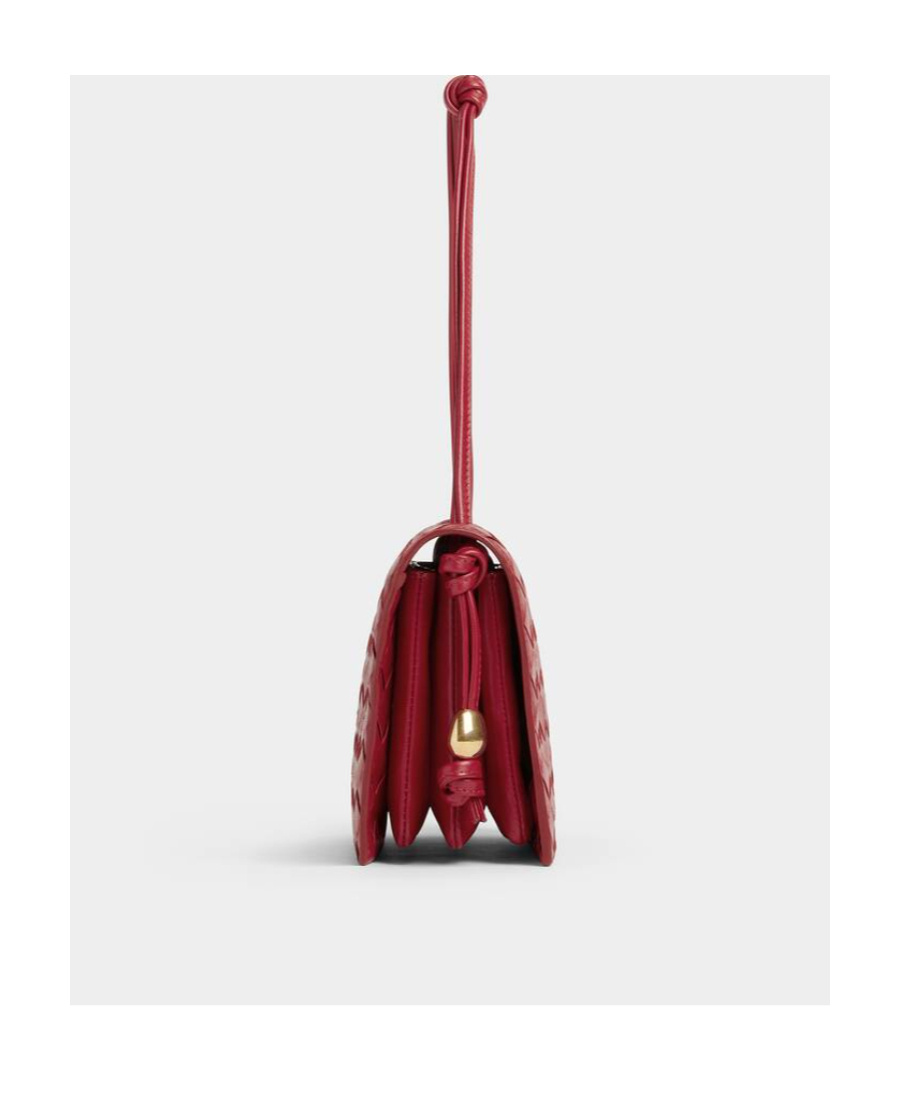 Bottega Veneta Mini Braided Shoulder Bag In Red