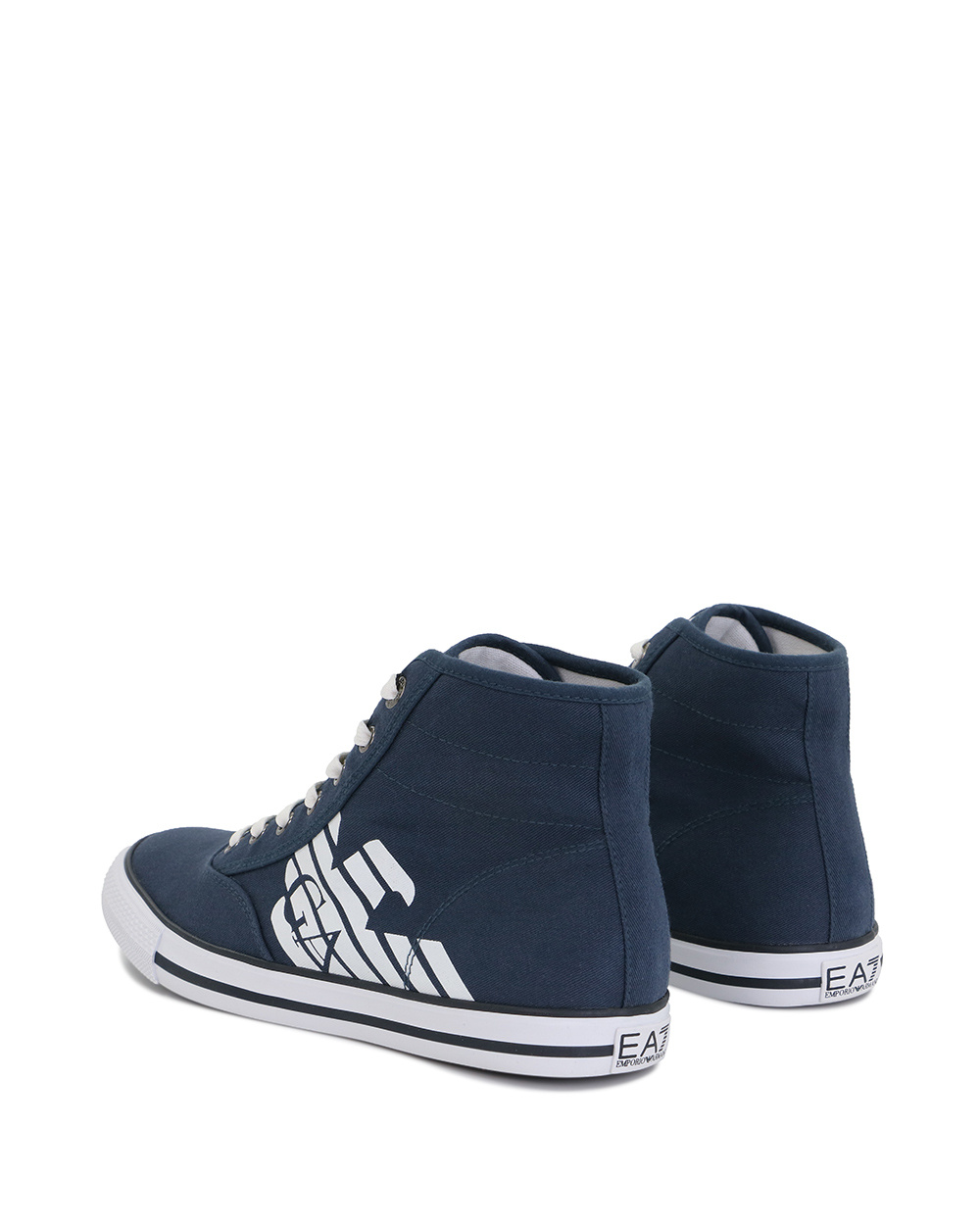Ea7 Logo High-top Casual Sneakers In Black
