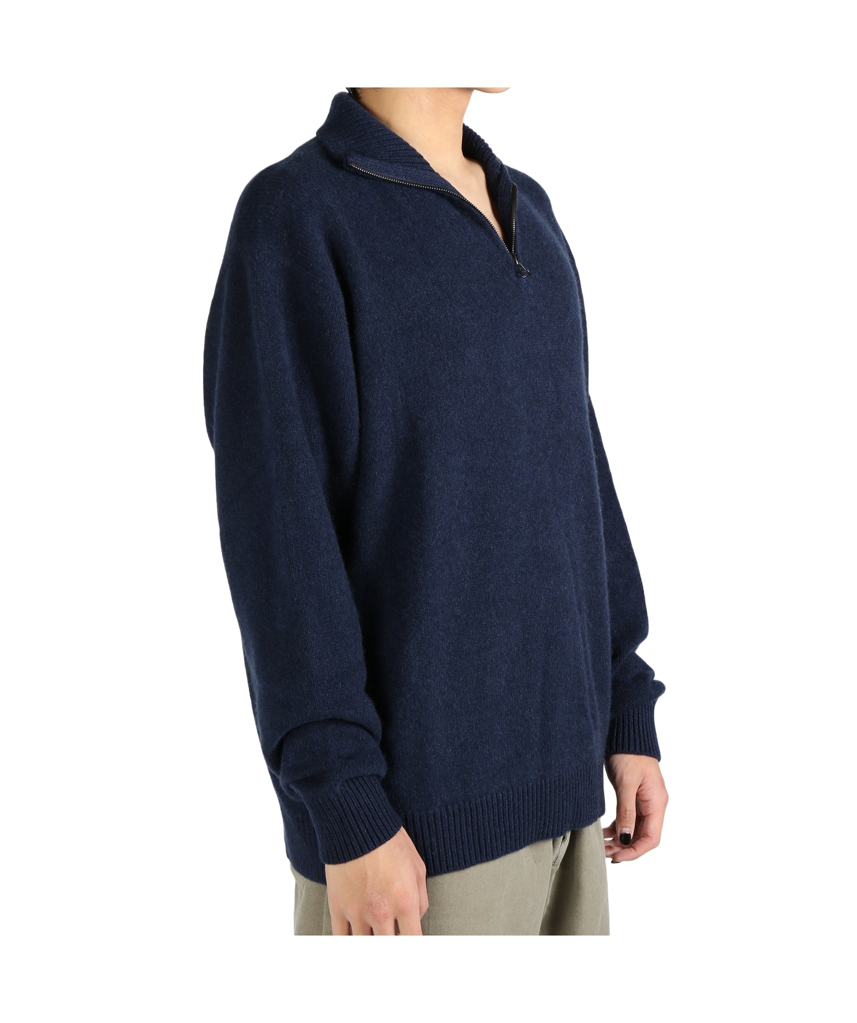 The Elder Statesman Semi-zipper Sweater In Black