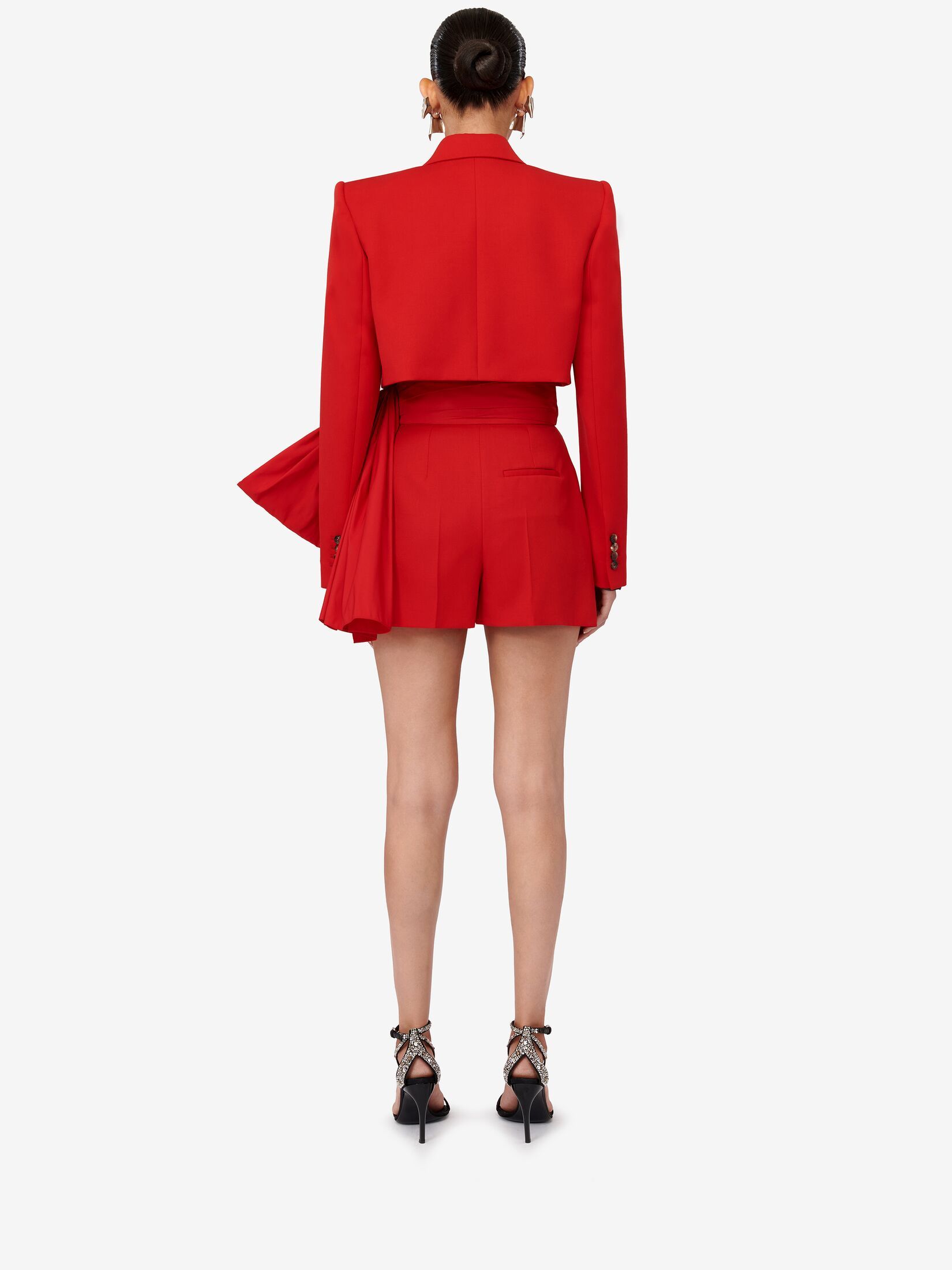 Alexander Mcqueen Bow Knot Wool Shorts In Red