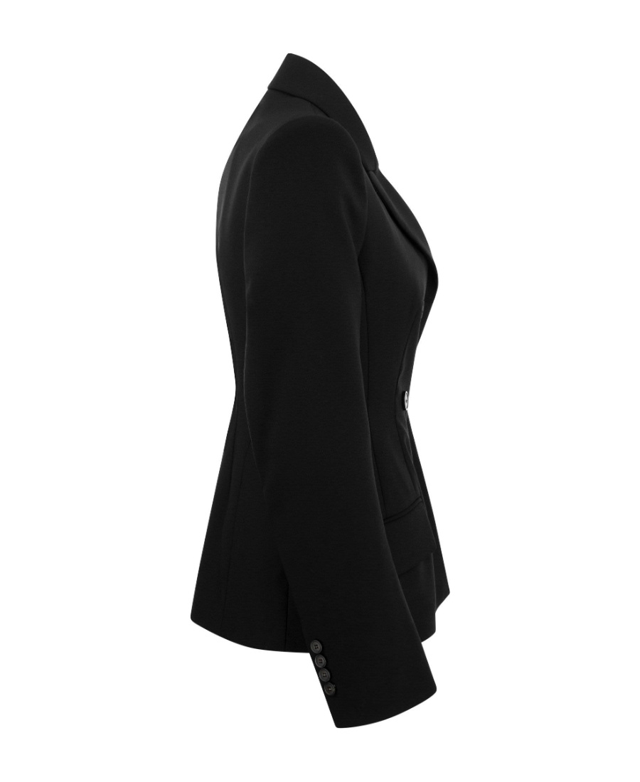 Sportmax Black Slim Double-breasted Jacket Wth Rhinestone Detail In Stretch Polyamide Woman In Black