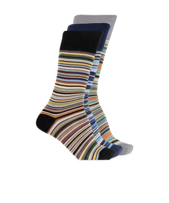 Shop Paul Smith Striped Three-pair Socks Set In Multicolor