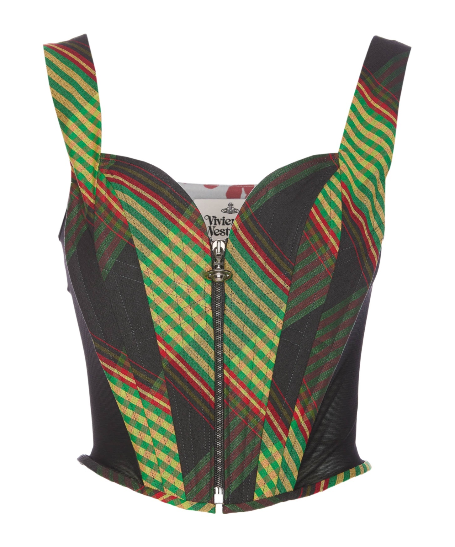 Shop Vivienne Westwood Pattern-printed Zipped Corset Top In Gray