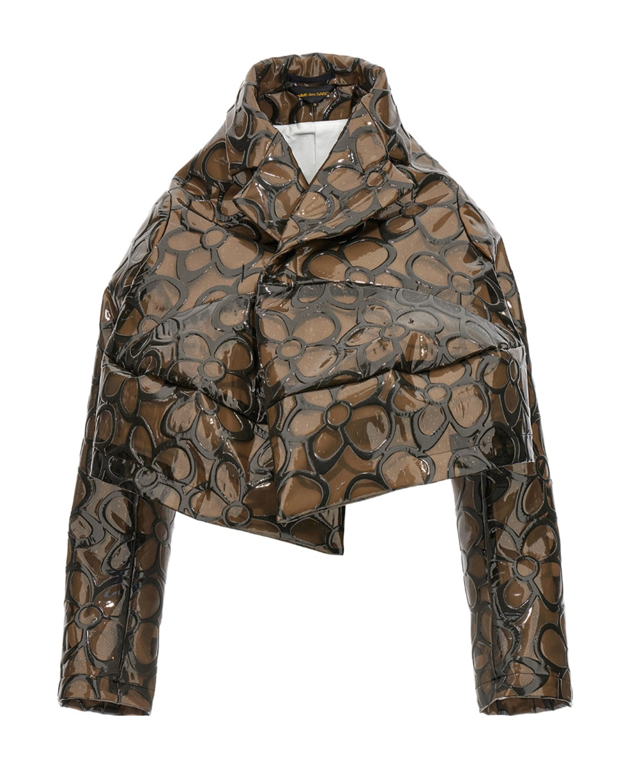 Shop Comme Des Garçons Floral Cropped Jacket In Black