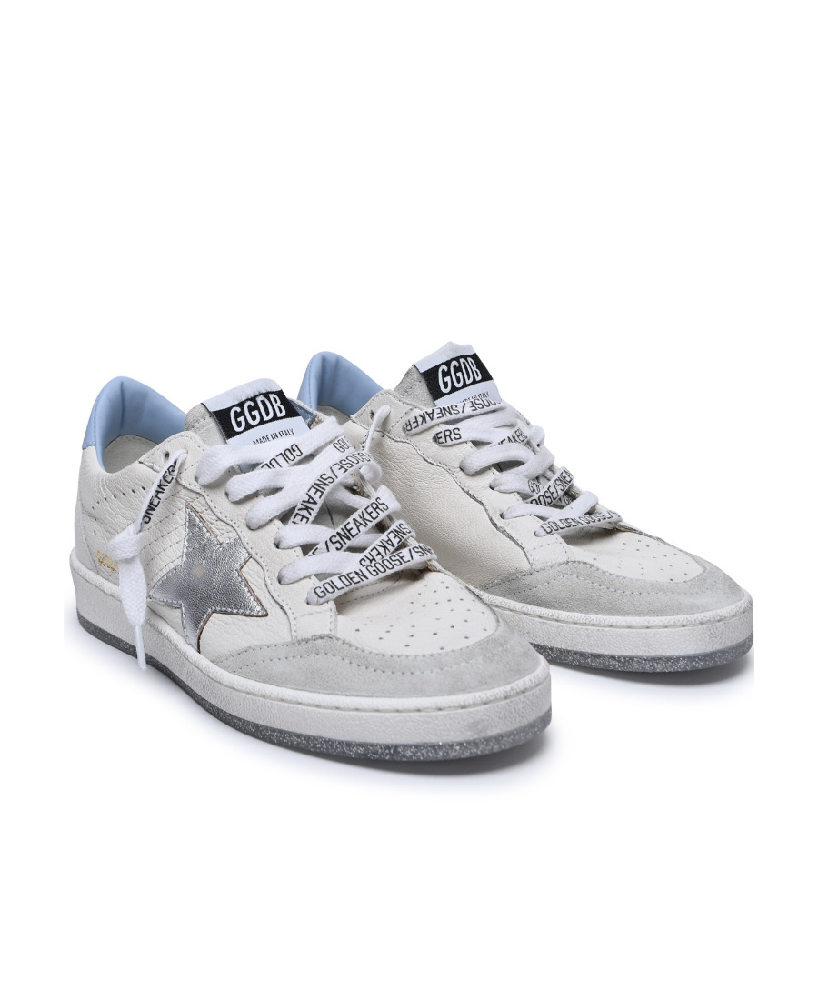 Golden Goose Ball Star Leather Sneakers In White
