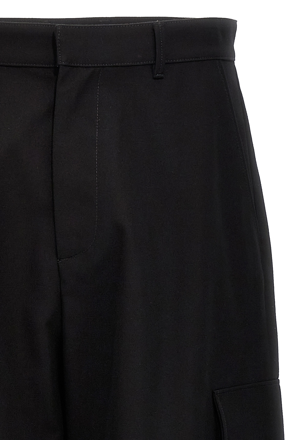 Off-white Wide-leg Wool-blend Trousers In Black