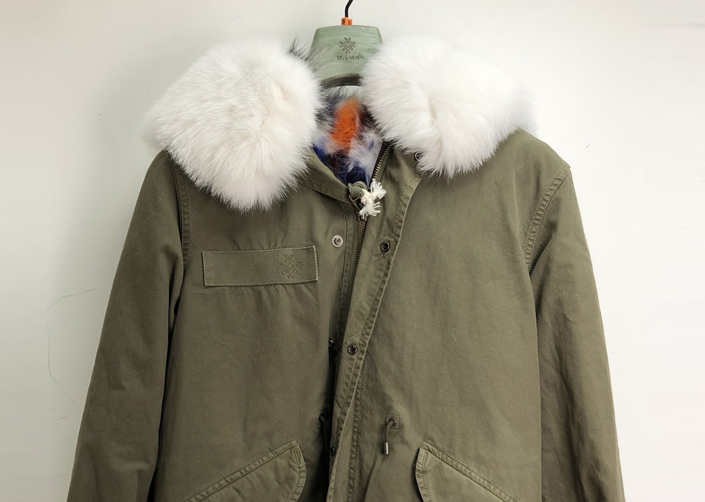 Mr & Mrs Italy Color Inner Gallbladder Fur Parker Coat In Green